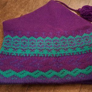 Verbier vintage purple green adult hat tuque wool made in Canada